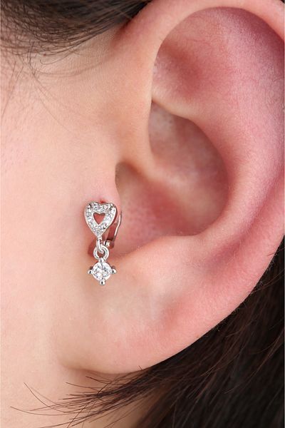 VLM AKSESUAR 6mm Heart Cz Ring Tragus Helix Surgical Piercing