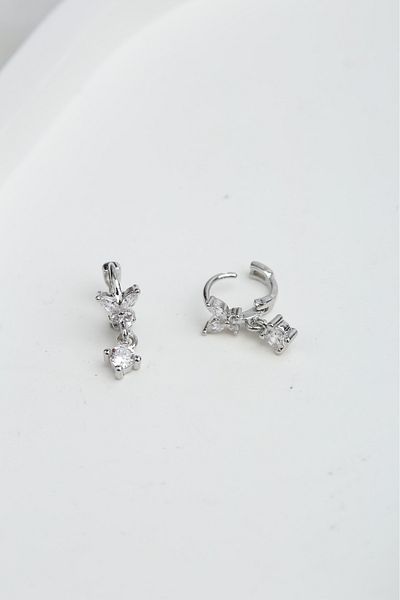 VLM AKSESUAR 6mm Rhinestone Butterfly Ring - Tragus Helix Surgery Piercing