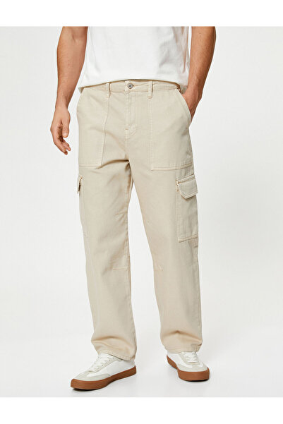 Koton Випрані штани карго на ґудзиках, детальна кишеня на ґудзиках