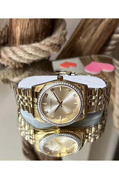 Ferrucci Çelik Şık Yeni Sezon Taşlı Kadın Kol Saat+Bileklik Hediye