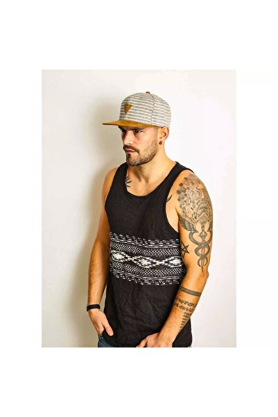 Bay Şapkacı Erkek Çizgili Hiphop Gri Kep 5887