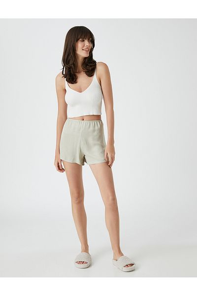 Koton Pyjamahose, Shorts, strukturierter Jacquard, elastischer Bund