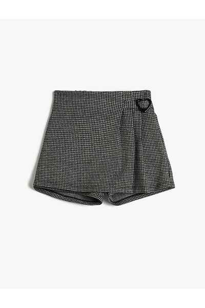 Koton Buckle Pleated Short Skirt - Elastic Waist