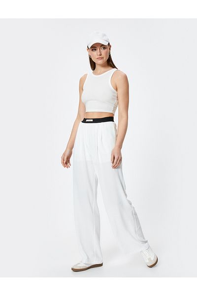 Koton Gefütterte Hose mit weitem Bein – Bunddetail