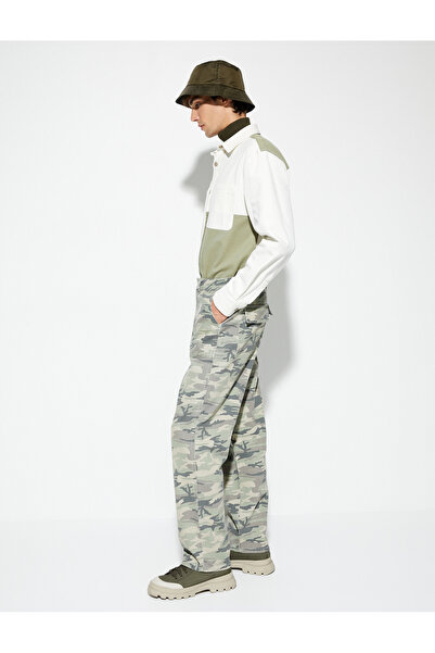 Koton Kamuflaj Pantolon Cep Detaylı Düğmeli