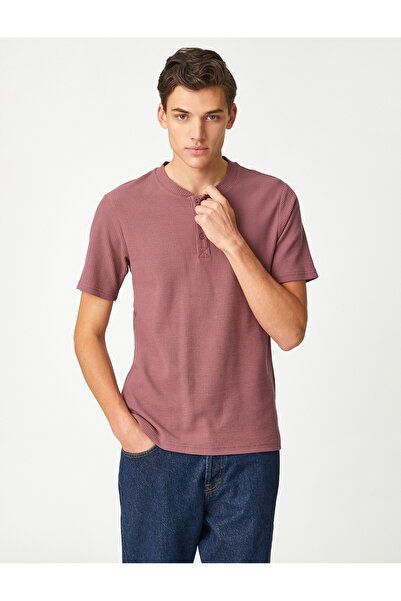 Koton Μπλουζάκι Basic, Γιακάς, Κουμπωτό, Slim Fit, Κοντομάνικο