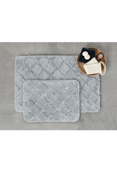English Home Σετ χαλάκι μπάνιου Grey βελούδινο κουνέλι - 60x90 + 45x60