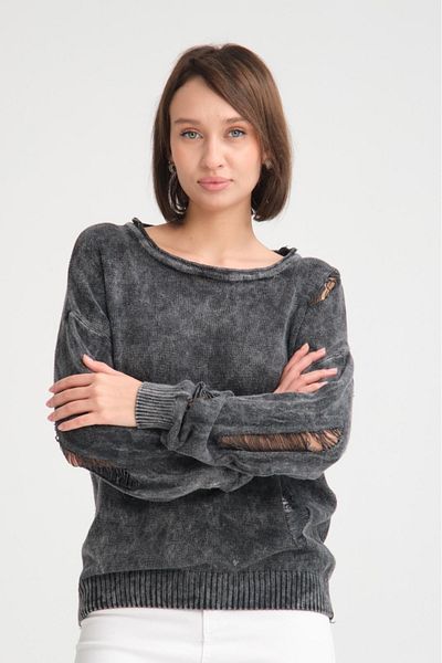 Su Moda Tricoturi Pulover de damă - rupt, guler cârnați, mânecă lungă, sport