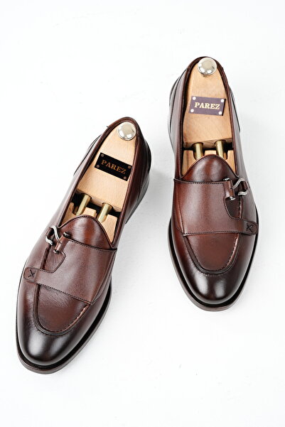 PAREZ Erkek Premium İtalyan Stil Silver Tokalı Deri Ayakkabı