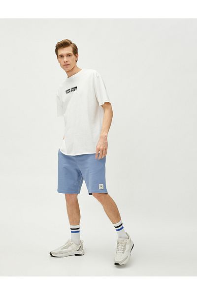 Koton Lace Waist Shorts Slim Fit Pocket Label Printed Cotton
