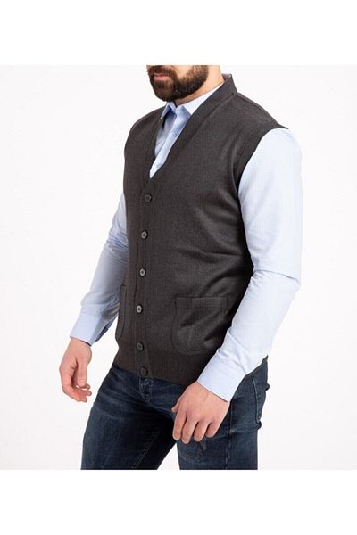 YHE STORE Men's V-Neck Winter Knitwear Dad Vest