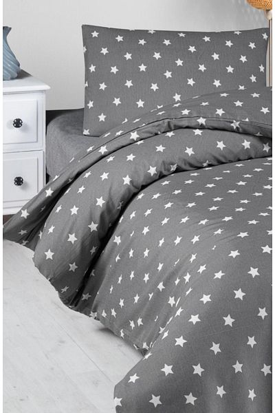 Garden Home Σετ παπλωματοθήκη μονό Ranforce Woven Star Pattern Anthracite (ΧΩΡΙΣ ΣΕΝΤΟΝΙΟ)