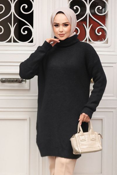 Neva Style سترة تونيك تريكو سوداء عالية الجودة 20223S