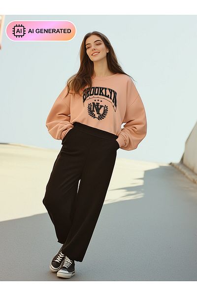 Benin Beige Sweatshirt - Print Detailed