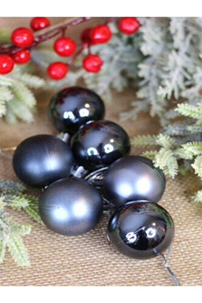 CANSIN زينة شجرة عيد الميلاد 6 قطع كرات 4 سم رمادي