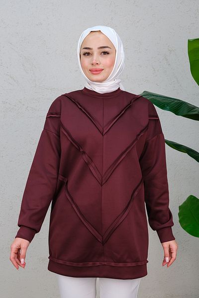 LOCCO Claret Red Tunic - Women'S, V Detail on the Front