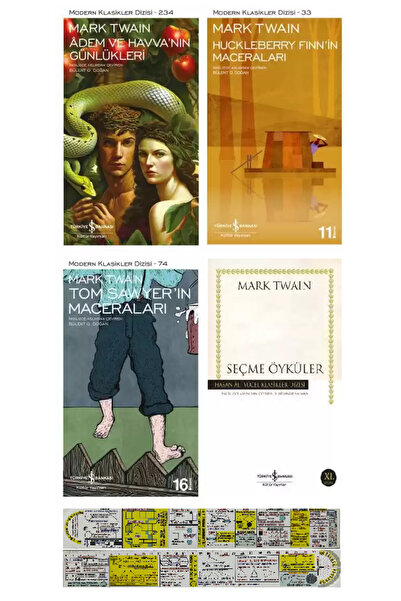 TÜRKİYE İŞ BANKASI KÜLTÜR YAYINLARI Mark Twain 4 Kitap Set / Adem ile Havvanın Günlükleri+Huckleberry Finn+Tom Sawyer+Seçme Öyküler