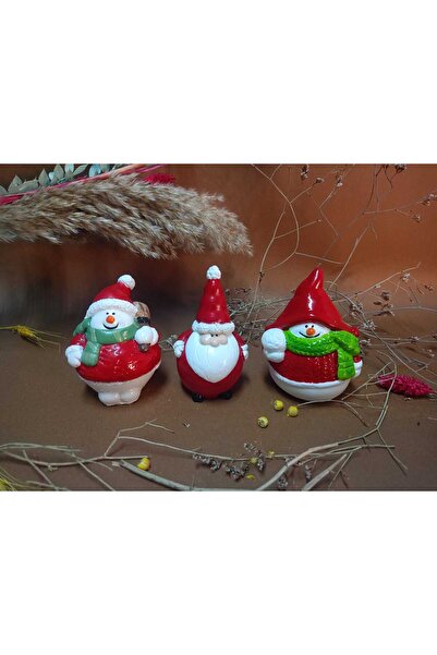 btm home Tombul Kardan Adam ve Noel Baba Figürlü Dekoratif Aksesuar Seti