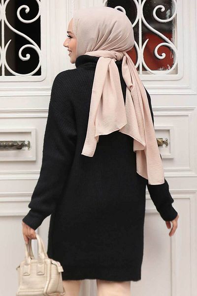Neva Style سترة تونيك تريكو سوداء عالية الجودة 20223S