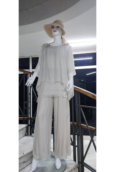 EREN STYLE Italian Silk Blouse Pants Set