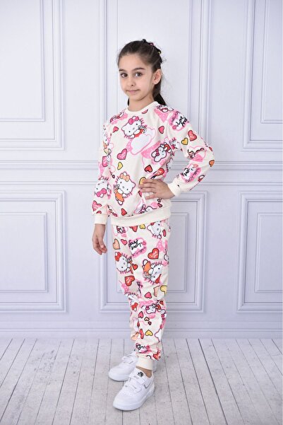 Teymbaby Hello Kitty Printed Long Sleeve Bottoming Double Suit Children's Clothing
