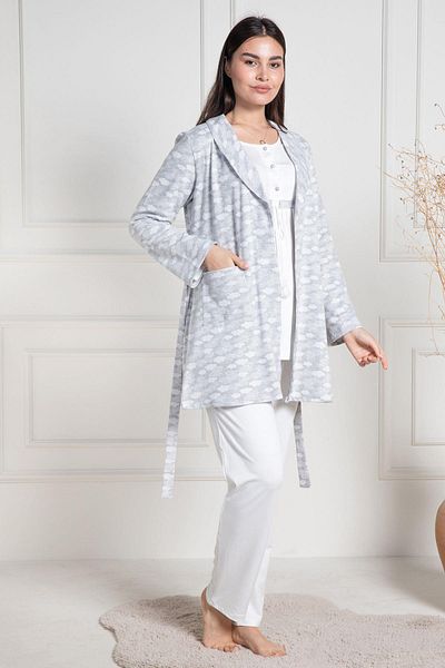 Mecit Pijama Σετ πιτζάμες εγκυμοσύνης Mecit 6100 Grey Rose Gold