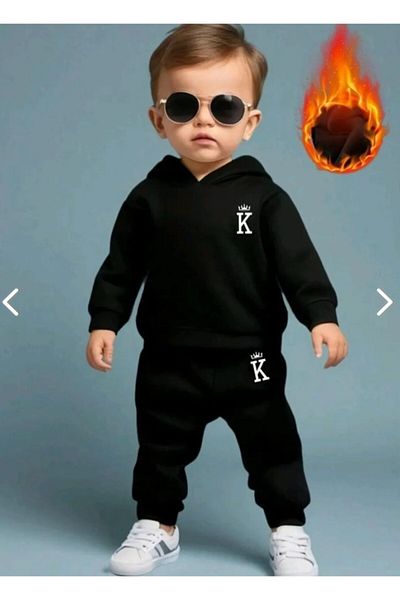 renkli diyar Boys Sweat and Trousers Set - Long Sleeve and Hoodie