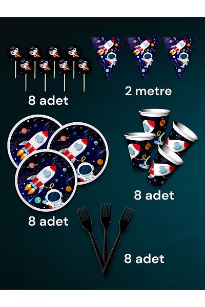 VibeHome 8-Person Space Themed Eco Party Set - for Birthday Party and Fun Events