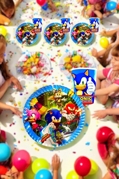 VibeHome 8'er Adet Sonic Temalı Tabak ve Bardak - Doğum Günü Parti ve Eğlence...
