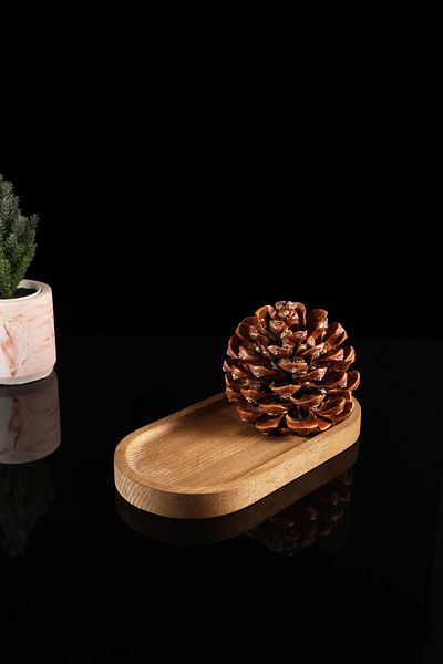 TheBRo Walnut Oval Wooden Stand, Presentation Board, Oil Pot Base 21X10.5Cm