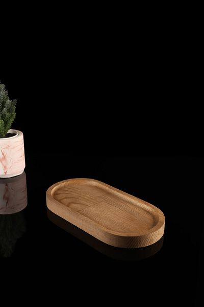 TheBRo Walnut Oval Wooden Stand, Presentation Board, Oil Pot Base 21X10.5Cm