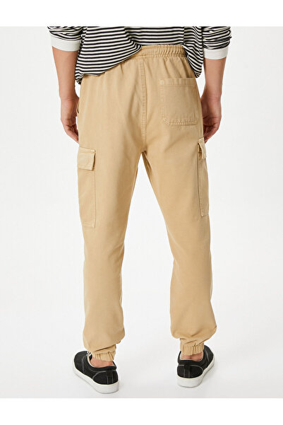 Koton Штани для бігу з мішкуватими кишенями на талії з етикеткою з принтом з бавовни