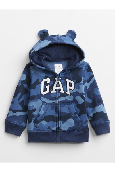 GAP Erkek Bebek Mavi Gap Logo Baskılı Sweatshirt