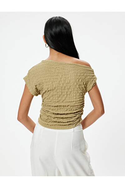 Koton Aszimmetrikus szabású egyvállas texturált blúz