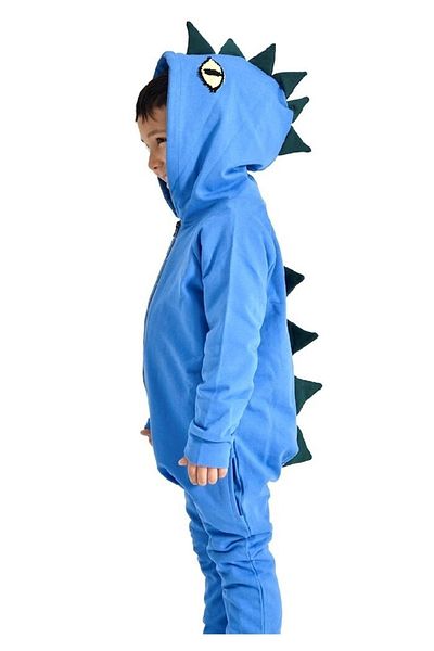 Happystore Salopetă Dino albastră pentru băieți - 100% bumbac, primăvară iarnă