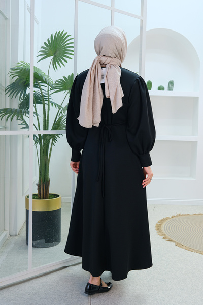 LOCCO Rochie de damă cu centură de trandafir negru