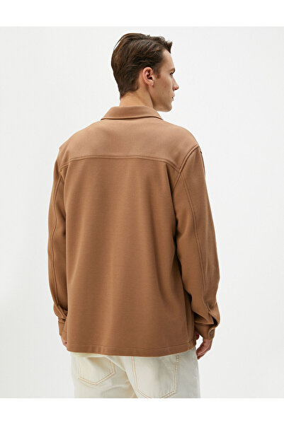 Koton Αθλητικό πουκάμισο με μακρύ μανίκι Κλασικό γιακά με λεπτομέρεια Κουμπί κουμπώματος