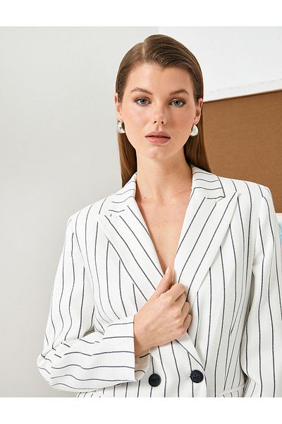 Koton Zweireihiger Blazer mit geknöpfter Pattentasche
