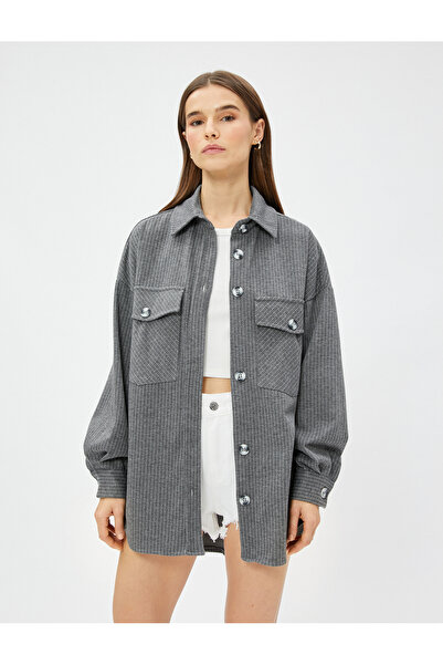 Koton Jachetă de cămașă oversize - cu nasturi și buzunare