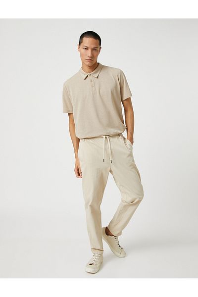 Koton Basic T-Shirt Polo Neck Button Krátký rukáv