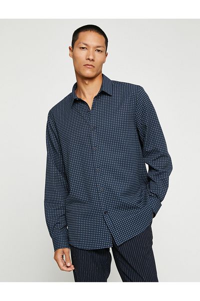 Koton Sportovní košile Slim Fit Classic s límečkem s dlouhým rukávem, nežehlivá