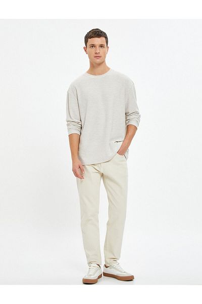 Koton Basic-Pullover mit Rundhalsausschnitt und langen Ärmeln