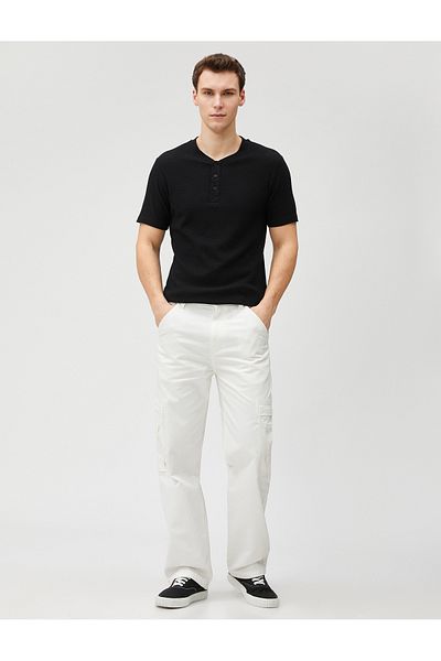 Koton Μπλουζάκι Basic, Γιακάς, Κουμπωτό, Slim Fit, Κοντομάνικο