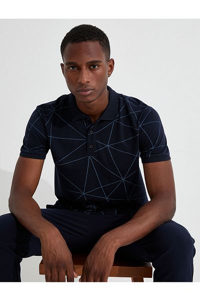 Koton Geometric Patterned Polo Neck T-Shirt