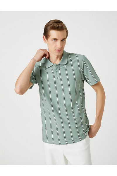 Koton Polo Neck T-Shirt Slim Fit Button Detailed Cotton