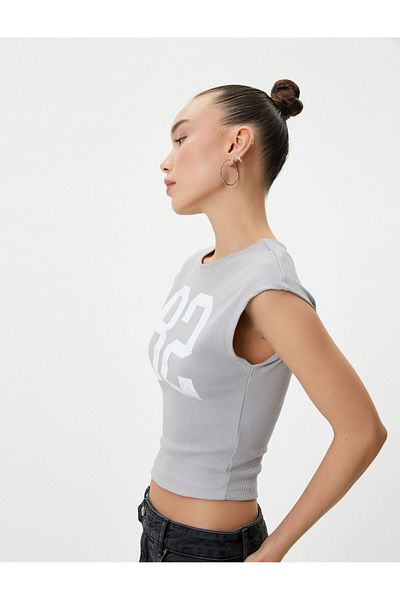Koton Sleeveless Crop T-Shirt Crew Neck Slim Fit Cotton