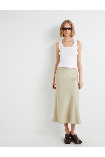 Koton Midi-Satinrock mit normaler Taille und A-Linie