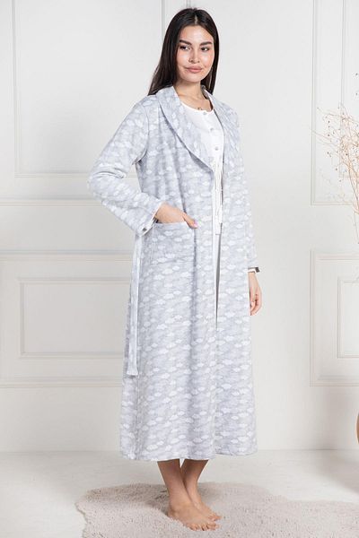 Mecit Pijama Mecit 6101 Γκρι νυχτικό εγκυμοσύνης με ροζ και γκρι νυχτικό