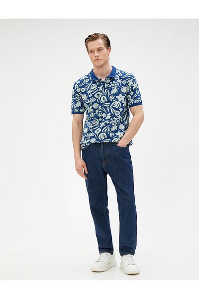 Koton Tricou cu gât polo cu mânecă scurtă cu nasturi cu imprimeu floral