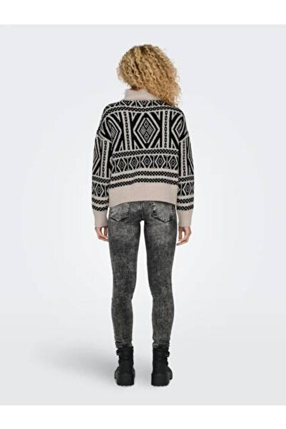 ONLY Γυναικείο πλεκτό πουλόβερ με όρθιο γιακά από πέτρα και μάλλινο μισό φερμουάρ - 15329930